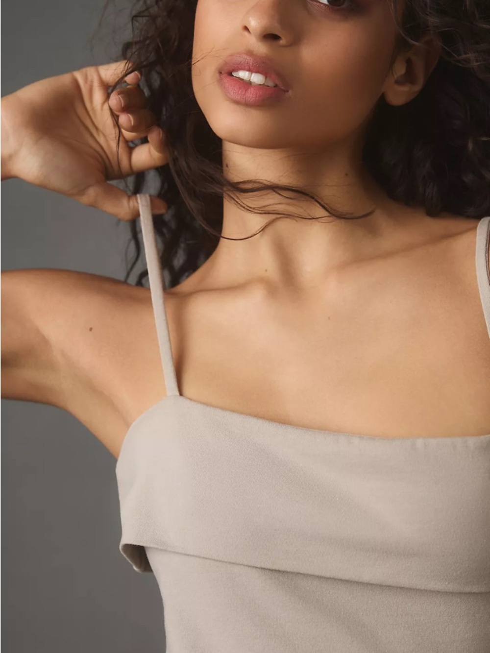 Pilcro Draped Spaghetti-Strap Cami in Light Taupe